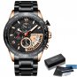 Black Rose Box_Men Watch Classic Business Waterproof Chronograph Quartz Wristwatch Casual Date Displ