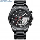 Black Silver_Men Watch Classic Business Waterproof Chronograph Quartz Wristwatch Casual Date Display