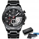 Black Silver Box_Men Watch Classic Business Waterproof Chronograph Quartz Wristwatch Casual Date Dis