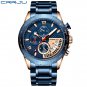 Blue_Men Watch Classic Business Waterproof Chronograph Quartz Wristwatch Casual Date Display Clock C