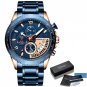 Blue Box_Men Watch Classic Business Waterproof Chronograph Quartz Wristwatch Casual Date Display Clo