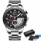 Silver Black Box_Men Watch Classic Business Waterproof Chronograph Quartz Wristwatch Casual Date Dis