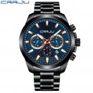 Black Blue_Mens Watches Stainless Steel  Luxury Multi-function Chronograph Quartz Wristwatch