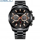 Black Rose_Mens Watches Stainless Steel  Luxury Multi-function Chronograph Quartz Wristwatch