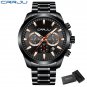 Black Rose box_Mens Watches Stainless Steel  Luxury Multi-function Chronograph Quartz Wristwatch