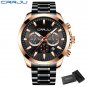 Rose Black box_Mens Watches Stainless Steel  Luxury Multi-function Chronograph Quartz Wristwatch