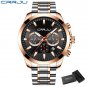 Silver Rose box_Mens Watches Stainless Steel  Luxury Multi-function Chronograph Quartz Wristwatch