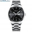 silver black_Men Watch Quartz Waterproof Sport  Luxury Business Steel Wristwatch with date