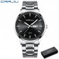 silver black box_Men Watch Quartz Waterproof Sport  Luxury Business Steel Wristwatch with date