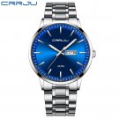 silver blue_Men Watch Quartz Waterproof Sport  Luxury Business Steel Wristwatch with date
