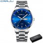 silver blue box_Men Watch Quartz Waterproof Sport  Luxury Business Steel Wristwatch with date