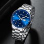 silver blue box_Men Watch Quartz Waterproof Sport  Luxury Business Steel Wristwatch with date