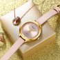 Pink_Luxury Rhinestones Rose Dial Watches with Stainless Steel Band Quartz Wristwatches for Women