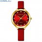 Red_Luxury Rhinestones Rose Dial Watches with Stainless Steel Band  Quartz Wristwatches for Women