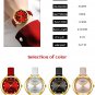 White_Luxury Rhinestones Rose Dial Watches with Stainless Steel Band Quartz Wristwatches for Women