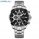Silver black_Men's Watches Quartz Multifunction Chronograph with Auto Date and Luminous Hands