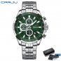 Silver green box_Men's Watches Quartz Multifunction Chronograph with Auto Date and Luminous Hands