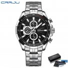 Silver black box_Watches Men 2022 Casual Sports Multifunction Chronograph Stainless Steel Band with 
