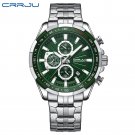 Silver green_Watches Men 2022 Casual Sports Multifunction Chronograph Stainless Steel Band with Auto