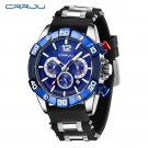 Silver Blue_Watches for Man Quartz Chronograph Waterproof   Sport Silicone Date with Luminous