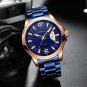 black blue_Men's Watch Luxury Sports Quartz Full Steel Waterproof with Date Wristwatch