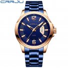 blue_Men's Watch  Luxury Sports Quartz Full Steel Waterproof with Date Wristwatch