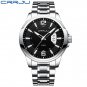 silver black_Men's Watch  Luxury Sports Quartz Full Steel Waterproof with Date Wristwatch