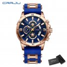 Blue box_Casual Watches for Man Sport Military Silicagel Wristwatch Chronograph