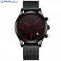 black red_Men Watch Luxury WristWatch Stainless Steel Waterproof Dress Quartz Mesh