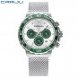 green_Watch for Men  Quartz Chronograph Waterproof Stainless Wristwatches with Luminous Hands