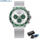 green with box_Watch for Men  Quartz Chronograph Waterproof Stainless Wristwatches with Luminous Han