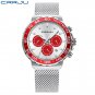 red_Watch for Men  Quartz Chronograph Waterproof Stainless Wristwatches with Luminous Hands