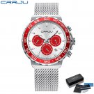 red with box_Watch for Men  Quartz Chronograph Waterproof Stainless Wristwatches with Luminous Hands