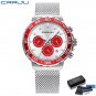 red with box_Watch for Men  Quartz Chronograph Waterproof Stainless Wristwatches with Luminous Hands