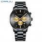 black_Men Stainless Steel Quartz Watches Luxury Business Chronograph Wristwatch Waterproof Clock Gol