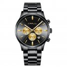 black gold_Men Stainless Steel Quartz Watches Luxury Business Chronograph Wristwatch Waterproof Cloc