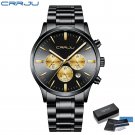 black gold box_Men Stainless Steel Quartz Watches Luxury Business Chronograph Wristwatch Waterproof 