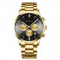 gold_Men Stainless Steel Quartz Watches Luxury Business Chronograph Wristwatch Waterproof Clock Gold
