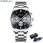 silver black box_Men Stainless Steel Quartz Watches Luxury Business Chronograph Wristwatch Waterproo