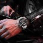 Blue_Casual Men Watches with Date Classic Chronograph Stainless Steel Wristwatches with Luminous Ha