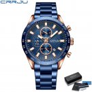 Blue box_Casual  Men Watches with Date Classic Chronograph Stainless Steel Wristwatches with Luminou