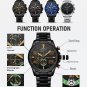Black blue_Luxury Men's Stainless Steel Chronograph Quartz Watch Waterproof Big Dial Date Wristwatch