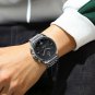 Black blue_Luxury Men's Stainless Steel Chronograph Quartz Watch Waterproof Big Dial Date Wristwatch