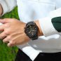 Black orange box_Luxury Men's Stainless Steel Chronograph Quartz Watch Waterproof Big Dial Date Wris