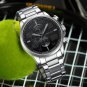 Silver black_Luxury Men's Stainless Steel Chronograph Quartz Watch Waterproof Big Dial Date Wristwat