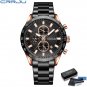 Black box_Casual Quartz Watches for Men Sporty Chronograph Stainless Steel Band Wristwatches Male