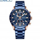 Blue_Casual Quartz Watches for Men Sporty Chronograph Stainless Steel Band Wristwatches Male