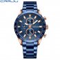 Blue box_Casual Quartz Watches for Men Sporty Chronograph Stainless Steel Band Wristwatches Male