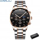 gold black box_Mens Watches  Luxury Chronograph Quartz Clock Waterproof Stailness Steel Sports