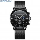 M-black silver_Mens Watches  Luxury Chronograph Quartz Clock Waterproof Stailness Steel Sports